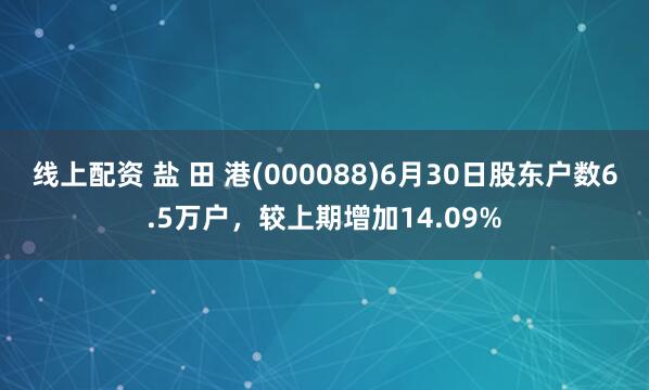 线上配资 盐 田 港(000088)6月30日股东户数6.5万户，较上期增加14.09%